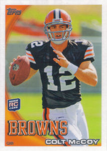 Colt McCoy Rookie 2010 Topps #194A football card (Helmet, No Crowd)