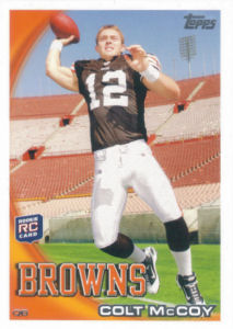 Colt McCoy Rookie 2010 Topps #194B football card (No Helmet, Pass Pose)