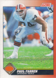 Paul Farren 1991 Score #143 football card