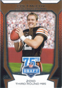 2010 Colt McCoy Rookie Topps 75th Draft Anniversary #75DA-48 football card